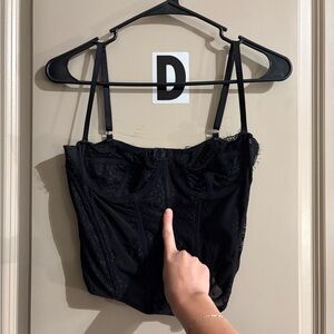 Elegant Black Lace Bustier Top